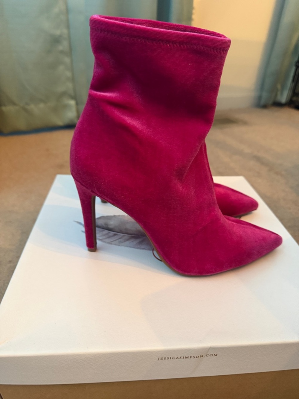 Jessica Simpson Fuchsia Pointed-Toe Sock Booties - Picture 3 of 6